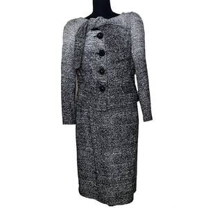 NEW EDWARD ACHOUR women's tweed tie jacket and straight skirt combo in tweed